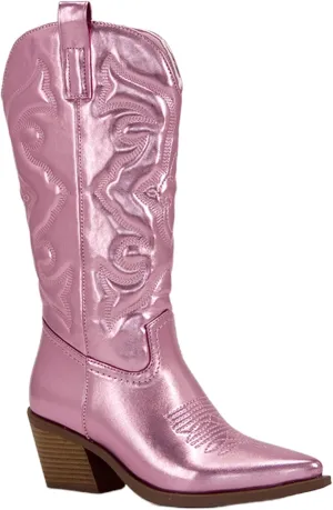 Ladmiple Cowboy Boots For Women Wide Calf Low Heel Pointed Toe Chunky Heel Cowgirl Embroidered Western Boots Pull On