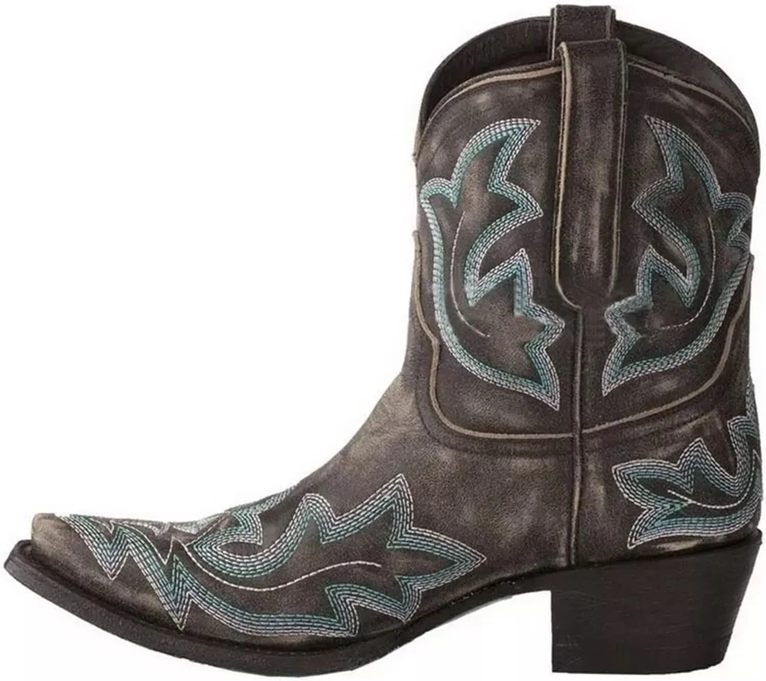 Lausiuoe Boots For Women Cowboy Style Wide Calf Cowgirl Western Embroidery Low Heel Knee High Fashion Chunky Boots