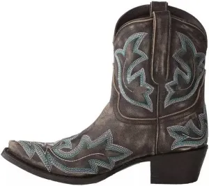 Lausiuoe Boots For Women Cowboy Style Wide Calf Cowgirl Western Embroidery Low Heel Knee High Fashion Chunky Boots