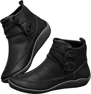 Lausiuoe Boots For Women Fashion Sexy Western Ankle Booties Casual Dressy Wide Width Comfortable Elegant Flat Shoes