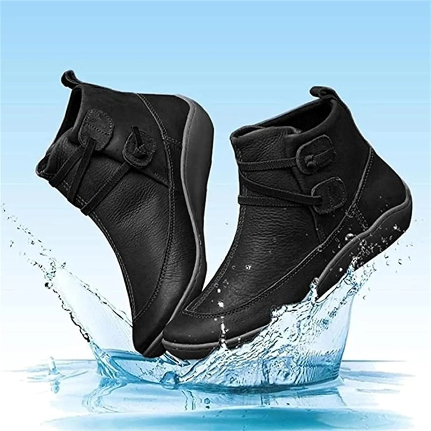 Lausiuoe Boots For Women Fashion Sexy Western Ankle Booties Casual Dressy Wide Width Comfortable Elegant Flat Shoes