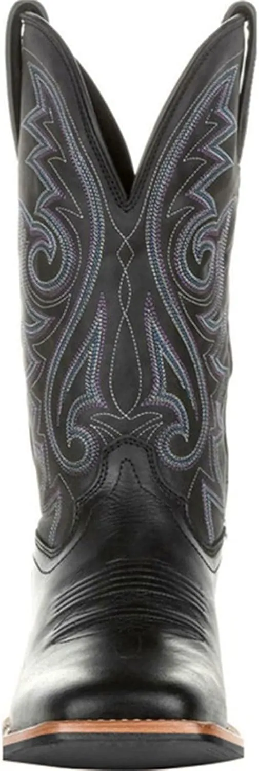 Lausiuoe Boots For Women Knee High Low Heel Embroidered Modern Western Cowboy Cowgirl Style Wide Calf Chunky Booties