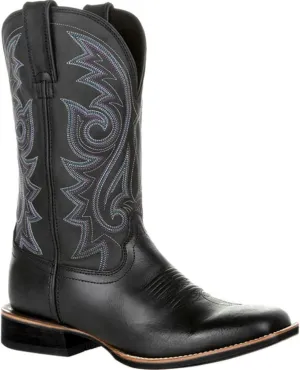 Lausiuoe Boots For Women Knee High Low Heel Embroidered Modern Western Cowboy Cowgirl Style Wide Calf Chunky Booties
