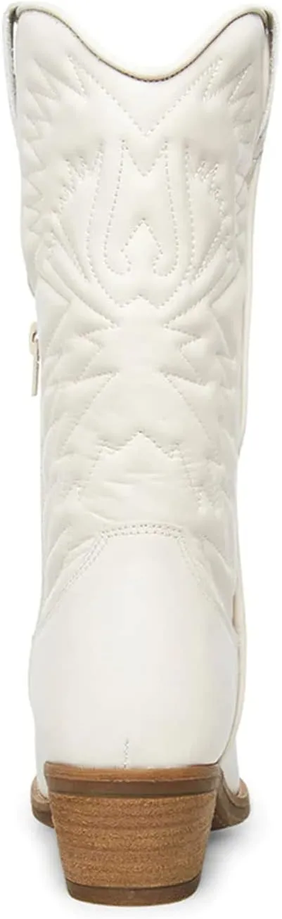 Lausiuoe Boots For Women Knee High Low Heel Western Cowboy Cowgirl Boots Embroidered Wide Calf Chunky Fashion Booties