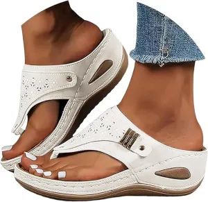 Lausiuoe Sandals For Women 2025 Comfortable Walking Orthotic Flips Flops Arch Support Flat feet Orthopedic Slippers Slides