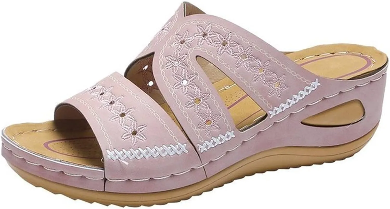 Lausiuoe Sandals Women Dressy Comfortable Walking Orthopedic Slippers Arch Support Summer Casual Orthotic Slides Flip Flops