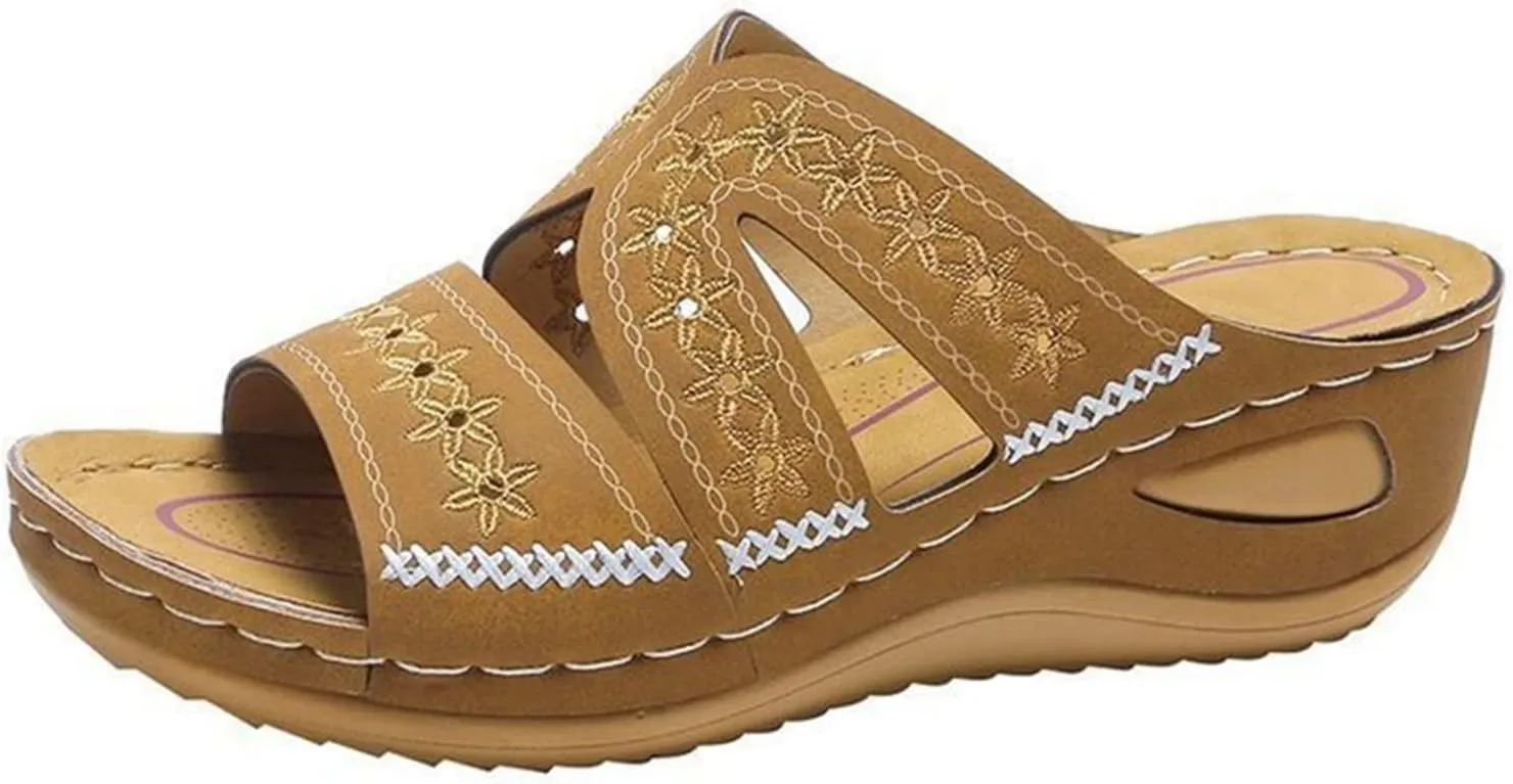 Lausiuoe Sandals Women Dressy Comfortable Walking Orthopedic Slippers Arch Support Summer Casual Orthotic Slides Flip Flops