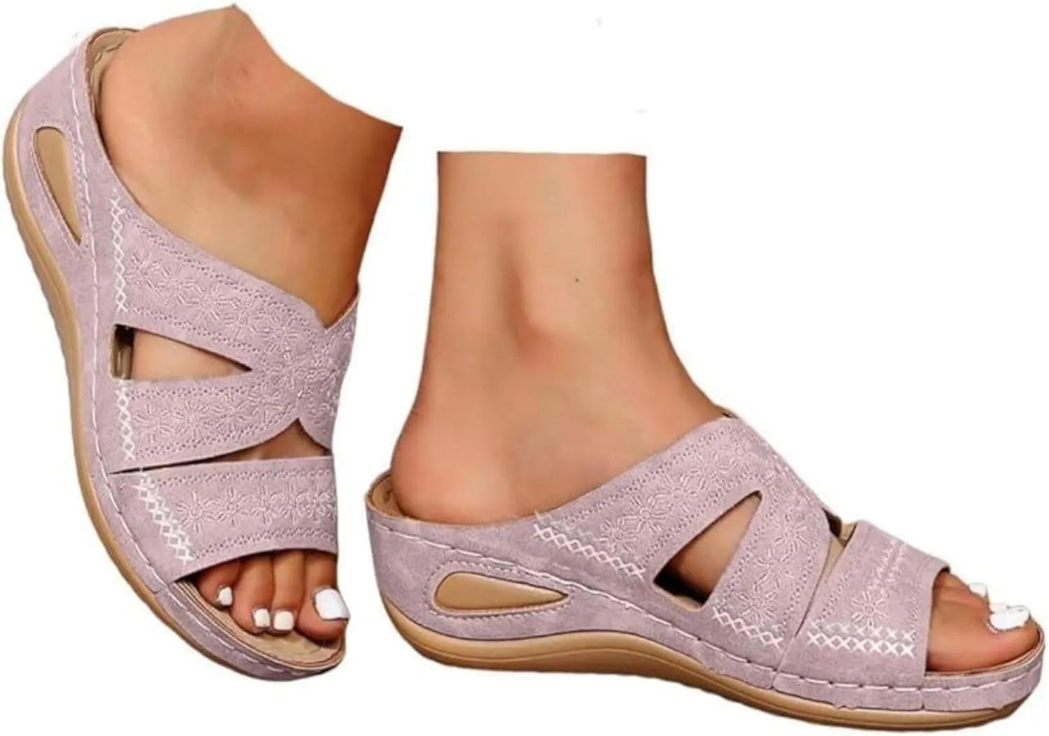 Lausiuoe Sandals Women Dressy Comfortable Walking Orthopedic Slippers Arch Support Summer Casual Orthotic Slides Flip Flops