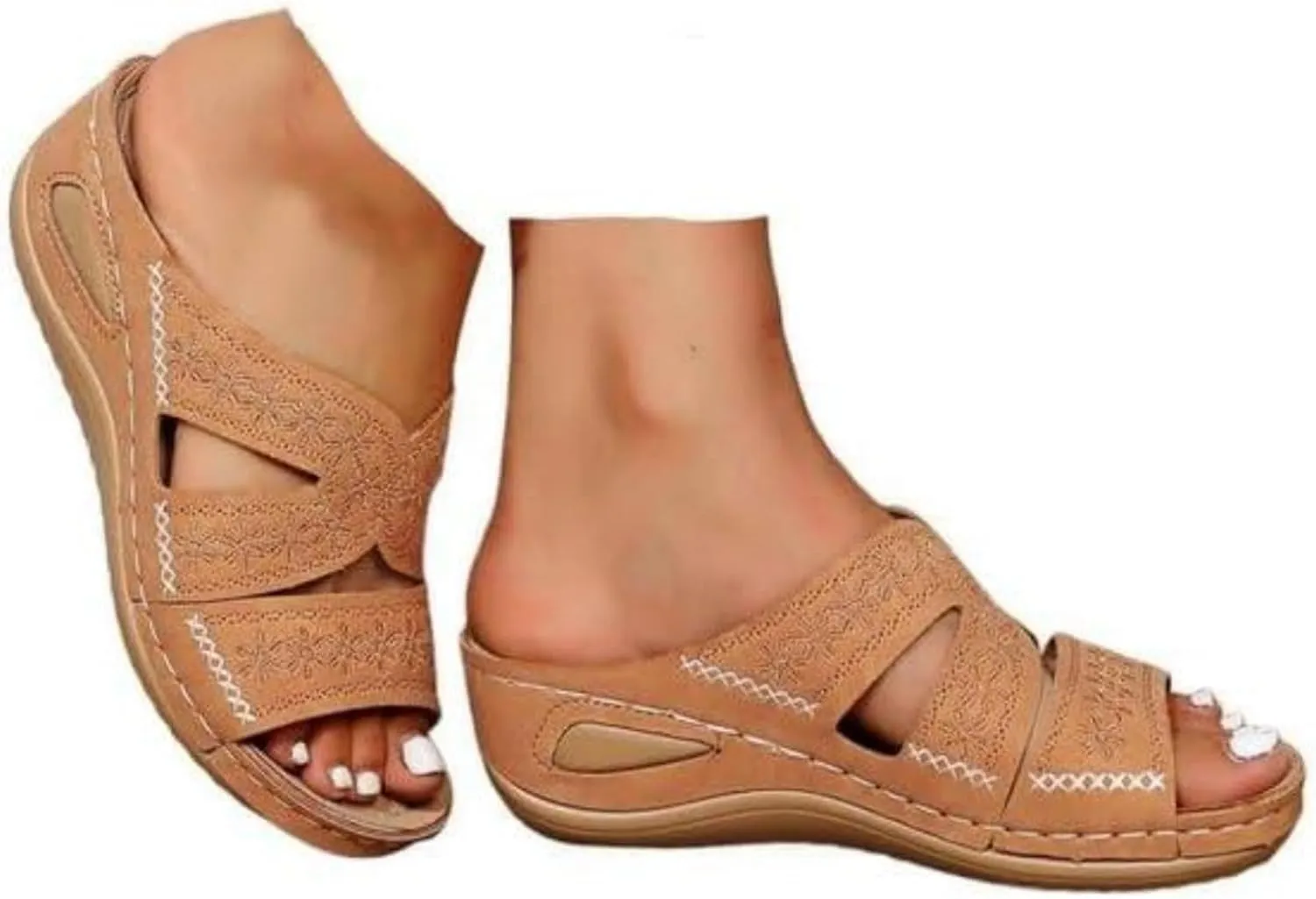 Lausiuoe Sandals Women Dressy Comfortable Walking Orthopedic Slippers Arch Support Summer Casual Orthotic Slides Flip Flops