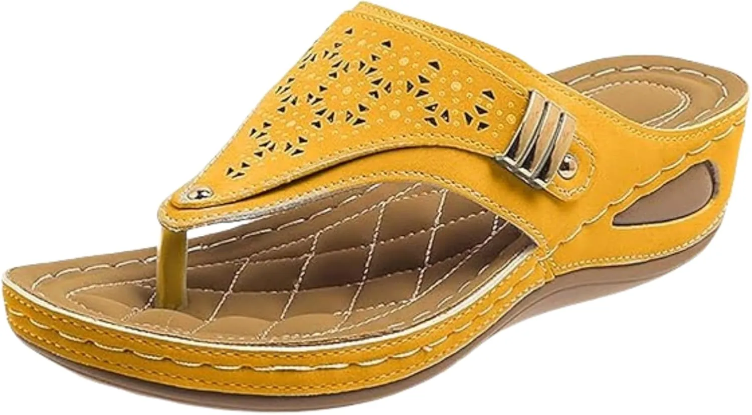 Lausiuoe Sandals Women Dressy Wedge Sandals Comfortable Orthopedic Slippers Summer Arch Support Orthotic Thong Flip Flops