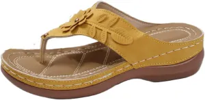 Lausiuoe Sandals Women Dressy Wedge Sandals Orthopedic Slippers Comfortable Arch Support Summer Orthotic Thong Flip Flops