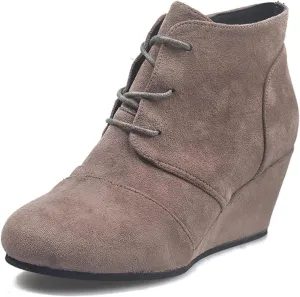 Lausiuoe Wedge Booties For Women Closed Toe Casual Dressy Fashion Low Heel Booties Shoe Platform Western Fall Ankle Boots
