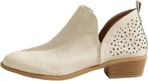 Lausiuoe Womens Boots Ankle Low Heel Cut Out Stacked Chunky Block Casual Dressy Slip on Fashion Wide Width Ankle Booties