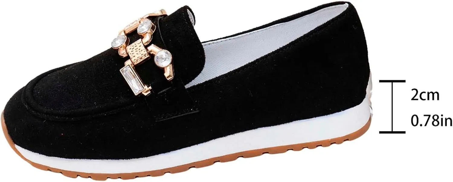 Leisure Women's Suede Soft Sole Non Slip Flat Breathable Slip On Lazy Shoes Size 5