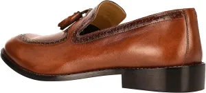 LIBERTYZENO Mens Genuine Leather Tassel Loafer Slip On Dress Shoes