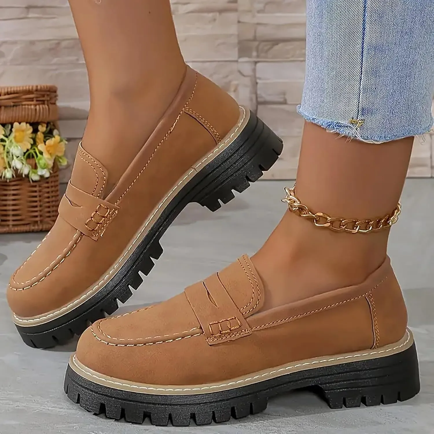Loafers for Women Platform Slip On Loafers Dressy Business Shoe Comfortable Chunky Shoes Casual Work Shoes