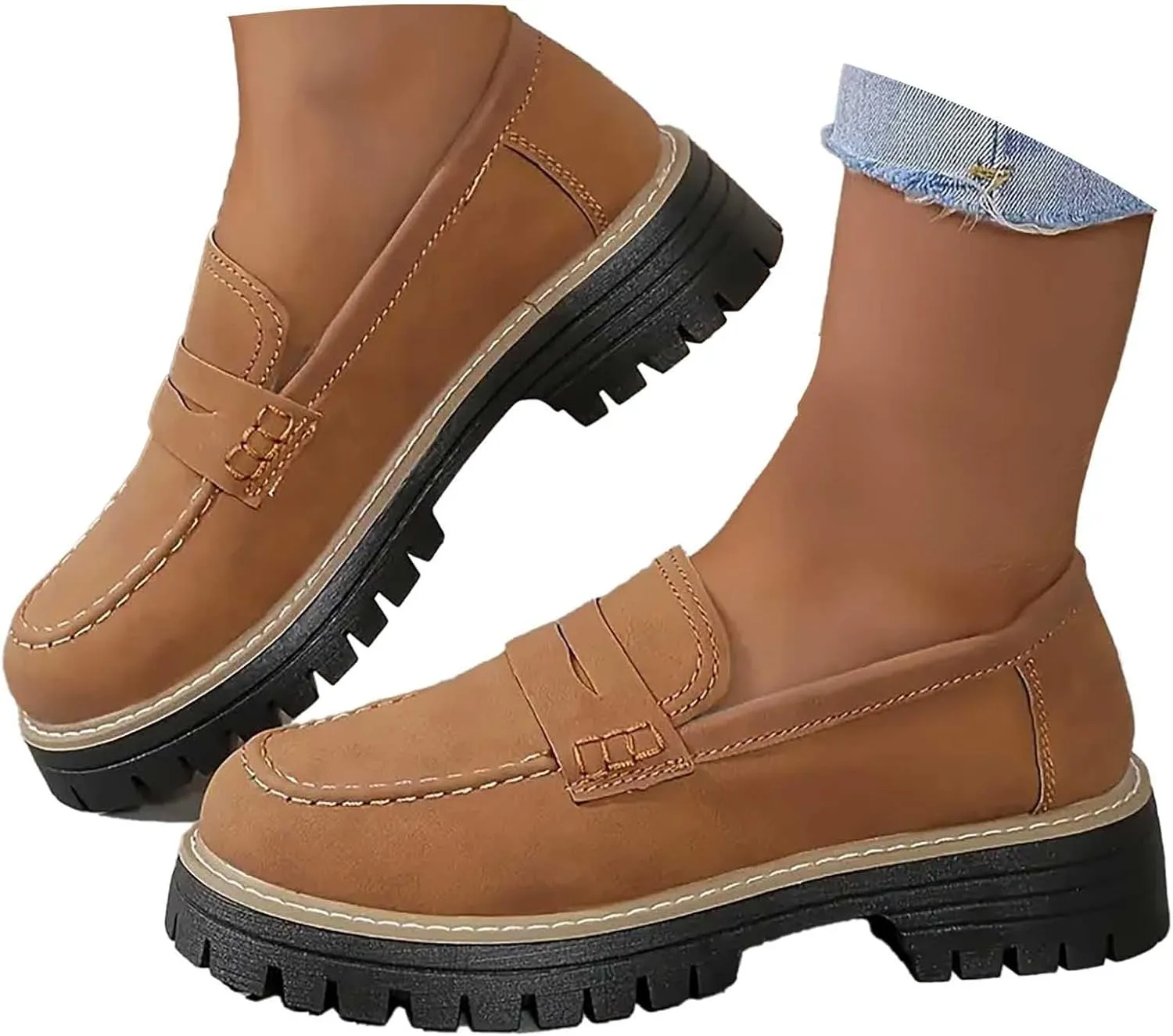 Loafers for Women Platform Slip On Loafers Dressy Business Shoe Comfortable Chunky Shoes Casual Work Shoes