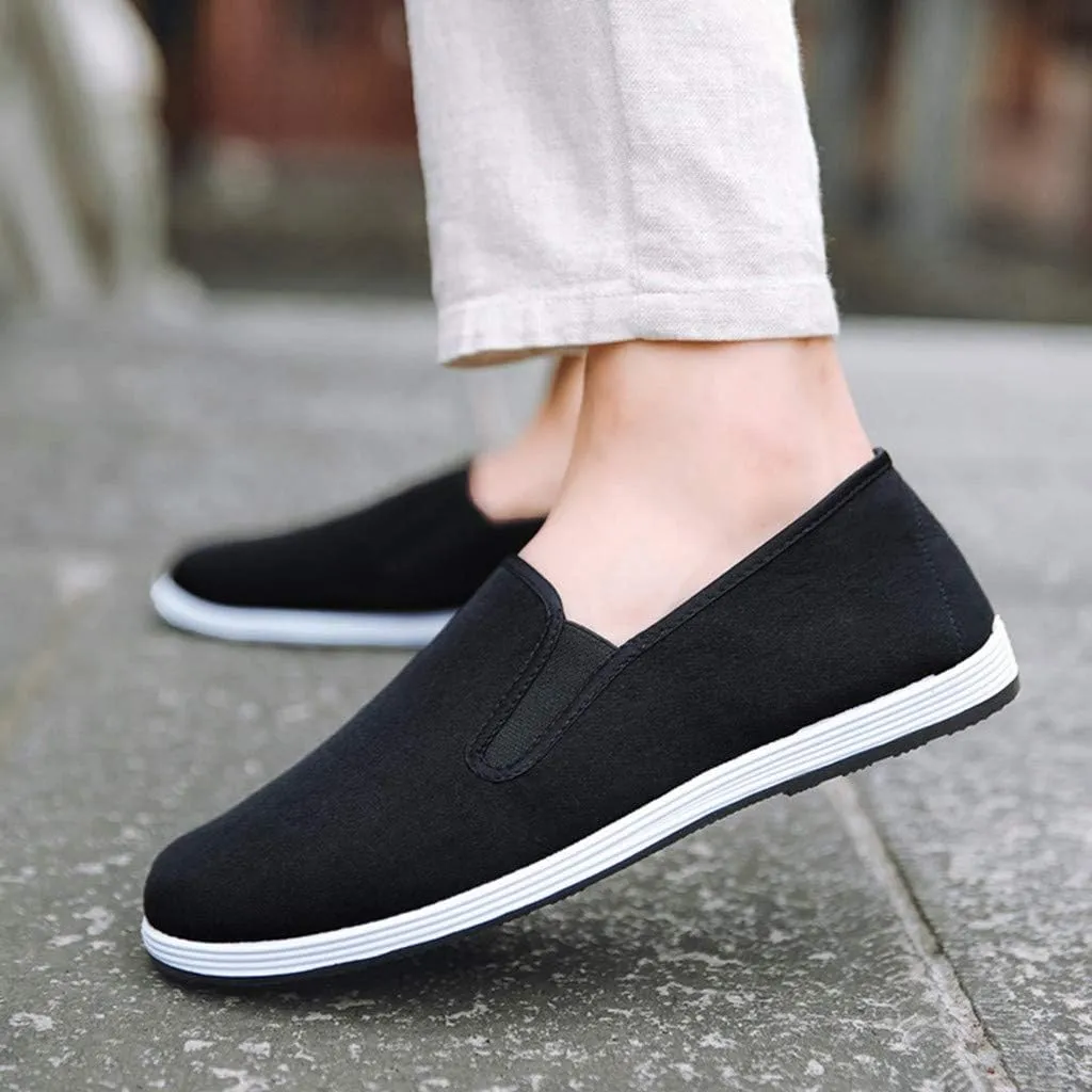Men Boys Casual Sports Running Breathable Solid Canvas Slip-On Shoes Sneaker Shelf for Men