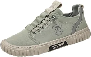 Men Low Top Breathable Casual Walking Shoes Canvas Leather Shoes Mens Casual