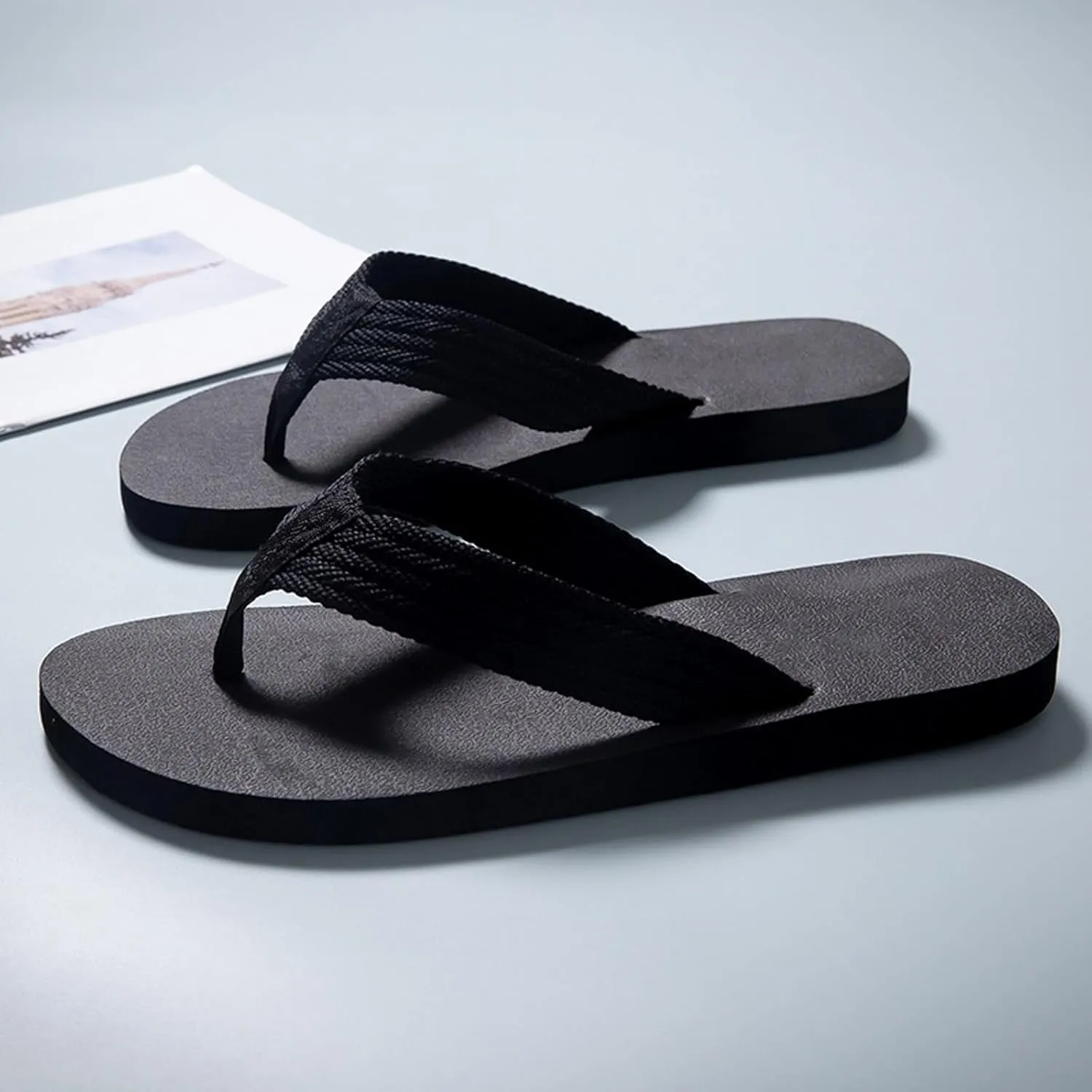 Men Summer Casual Outside Wear Beach Non Slip Breathable Flip Flops Clip Toes Big Size Flat Fuzzy Flip Flop Slippers Men