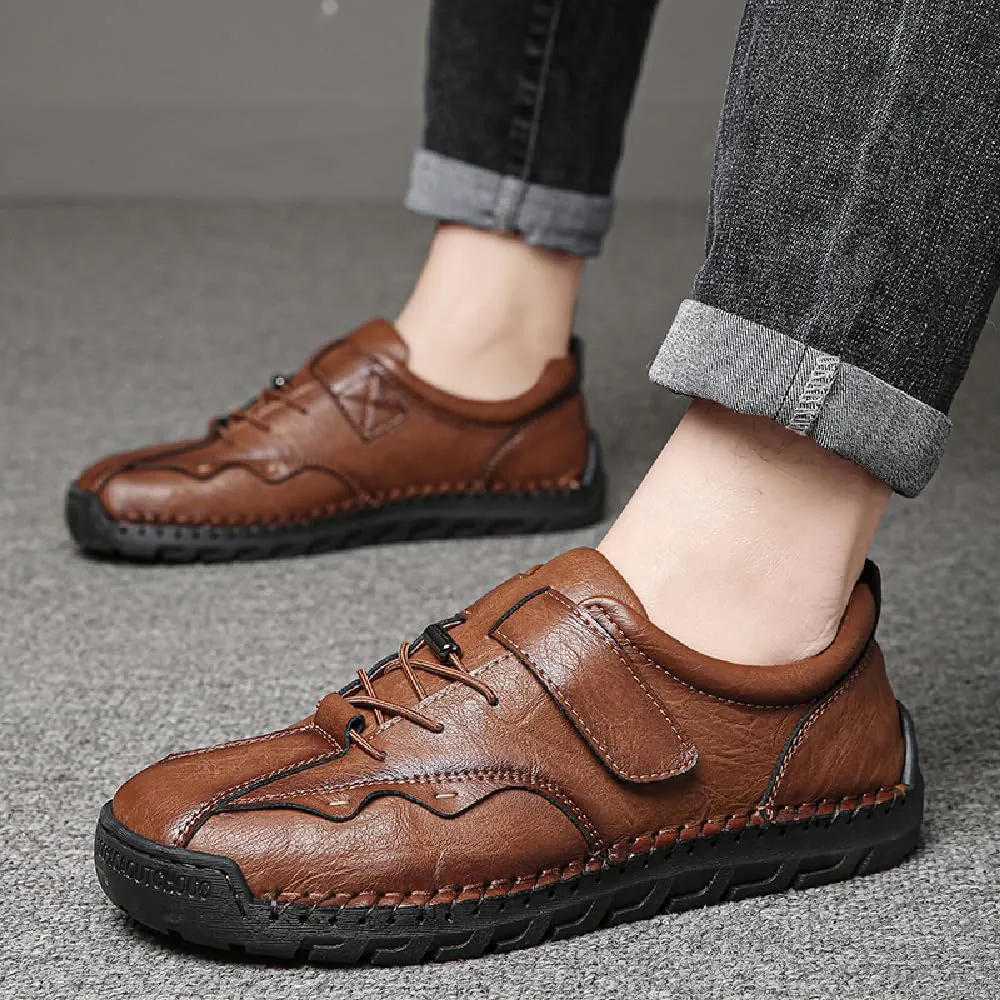Mens Casual Driving Shoes Leather Loafers Lightweight Comfortable Oxford Vintage Slip Resistant Breathable