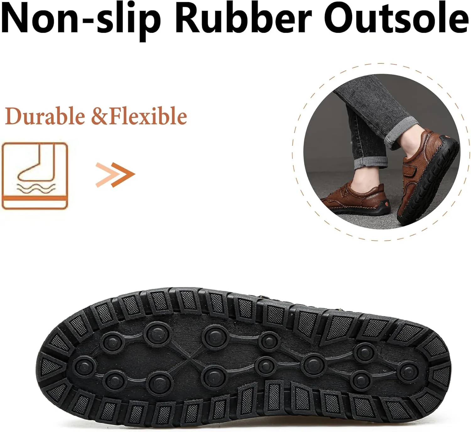 Mens Casual Driving Shoes Leather Loafers Lightweight Comfortable Oxford Vintage Slip Resistant Breathable