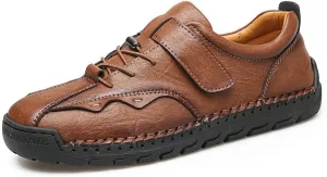 Mens Casual Driving Shoes Leather Loafers Lightweight Comfortable Oxford Vintage Slip Resistant Breathable