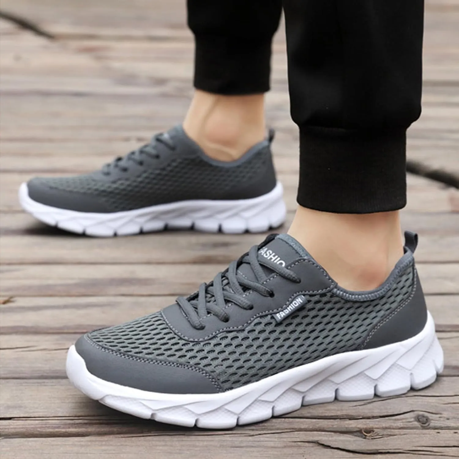Men's Casual Shoe Men Lightweight Breathable Mesh Shoes Running Shoes Mesh Lace Up Large Size Casual Sneakers
