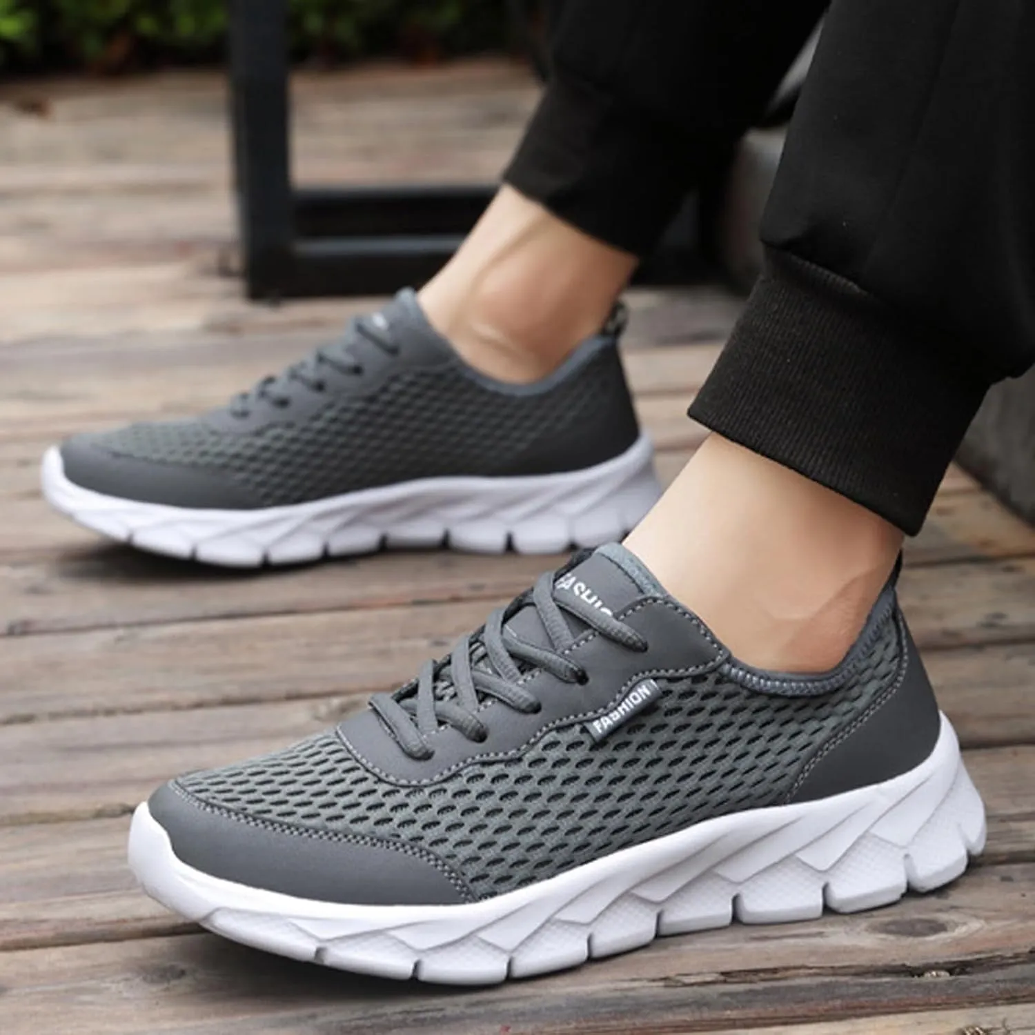 Men's Casual Shoe Men Lightweight Breathable Mesh Shoes Running Shoes Mesh Lace Up Large Size Casual Sneakers