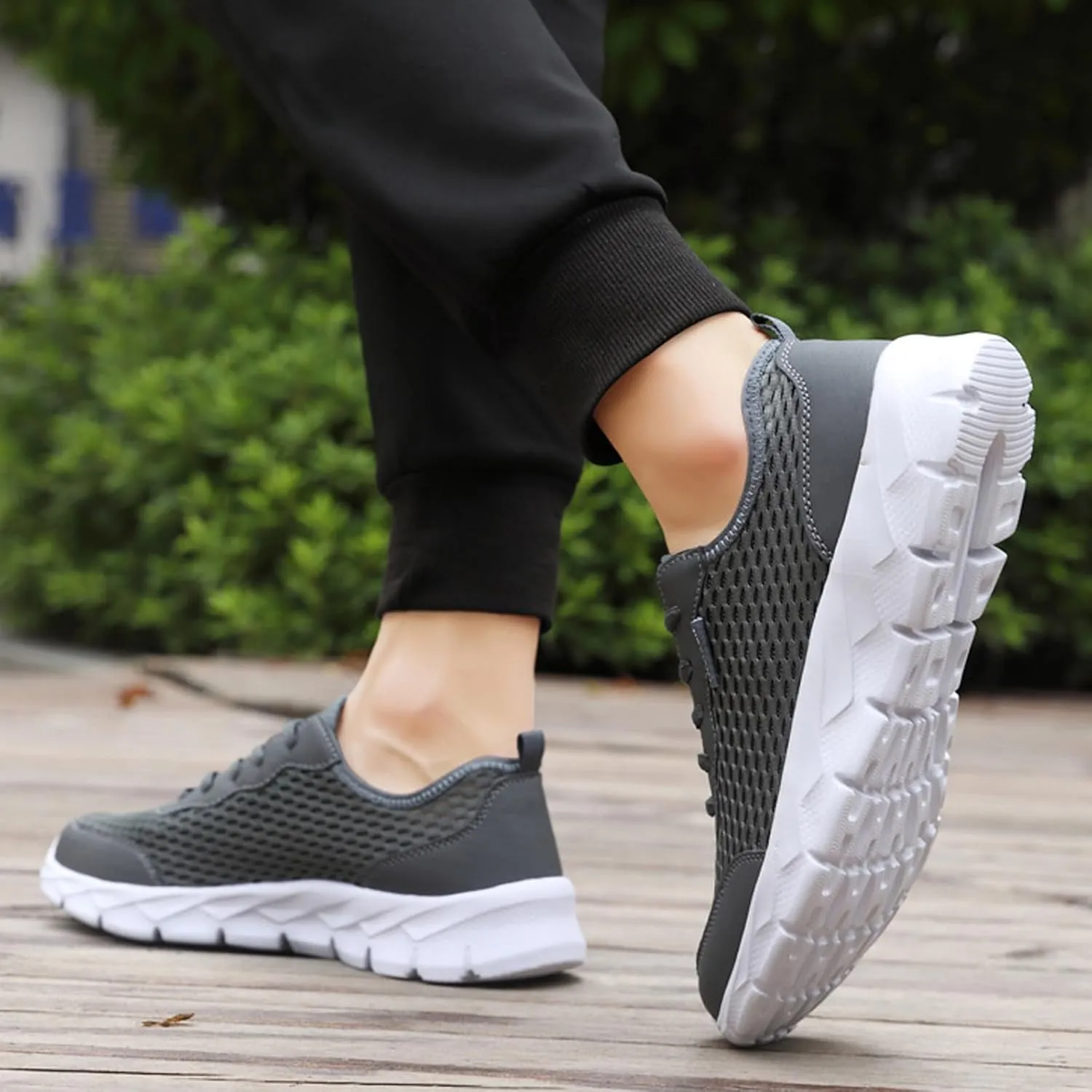 Men's Casual Shoe Men Lightweight Breathable Mesh Shoes Running Shoes Mesh Lace Up Large Size Casual Sneakers