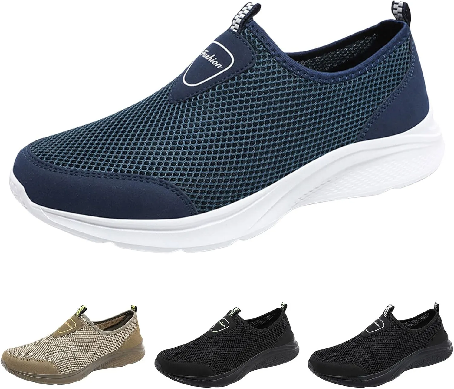 Men's Fashion Sneakers Men Sports Shoes Fashionable New Pattern Simple Pure Color Mesh Breathable Comfortable Hiking