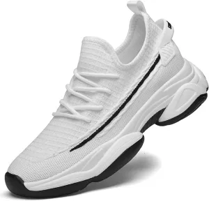Men's Fashion Solid Color Mesh Fabric Inside Heightening Sports Shoes Casual Breathable Running Shoes Sneaker Ornament for Men