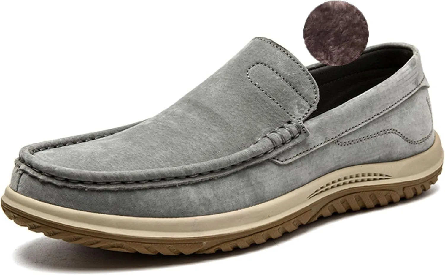 Men's Fashion Vintage Suede Soft Driving Loafers Casual Comfort Slip Resistant Leather Penny Loafers Boat Shoes