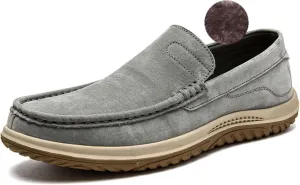 Men's Fashion Vintage Suede Soft Driving Loafers Casual Comfort Slip Resistant Leather Penny Loafers Boat Shoes