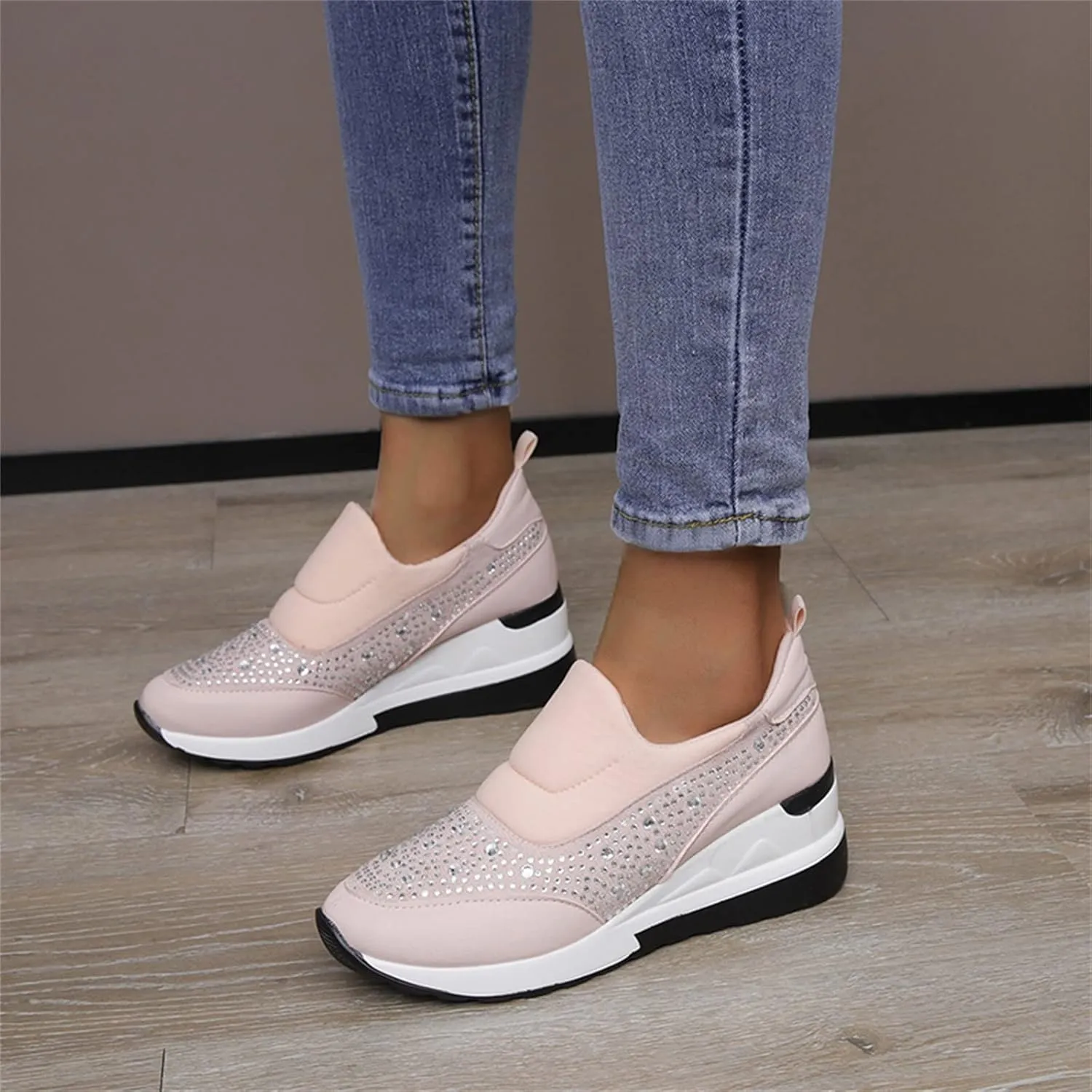 Men's Mesh Sneakers Slip On Sneakers Men White Tennis Shoes Women Wide Toe Box Trendy Casual Black Loafers Women Platform Women's Fashion Sneakers Wide Width
