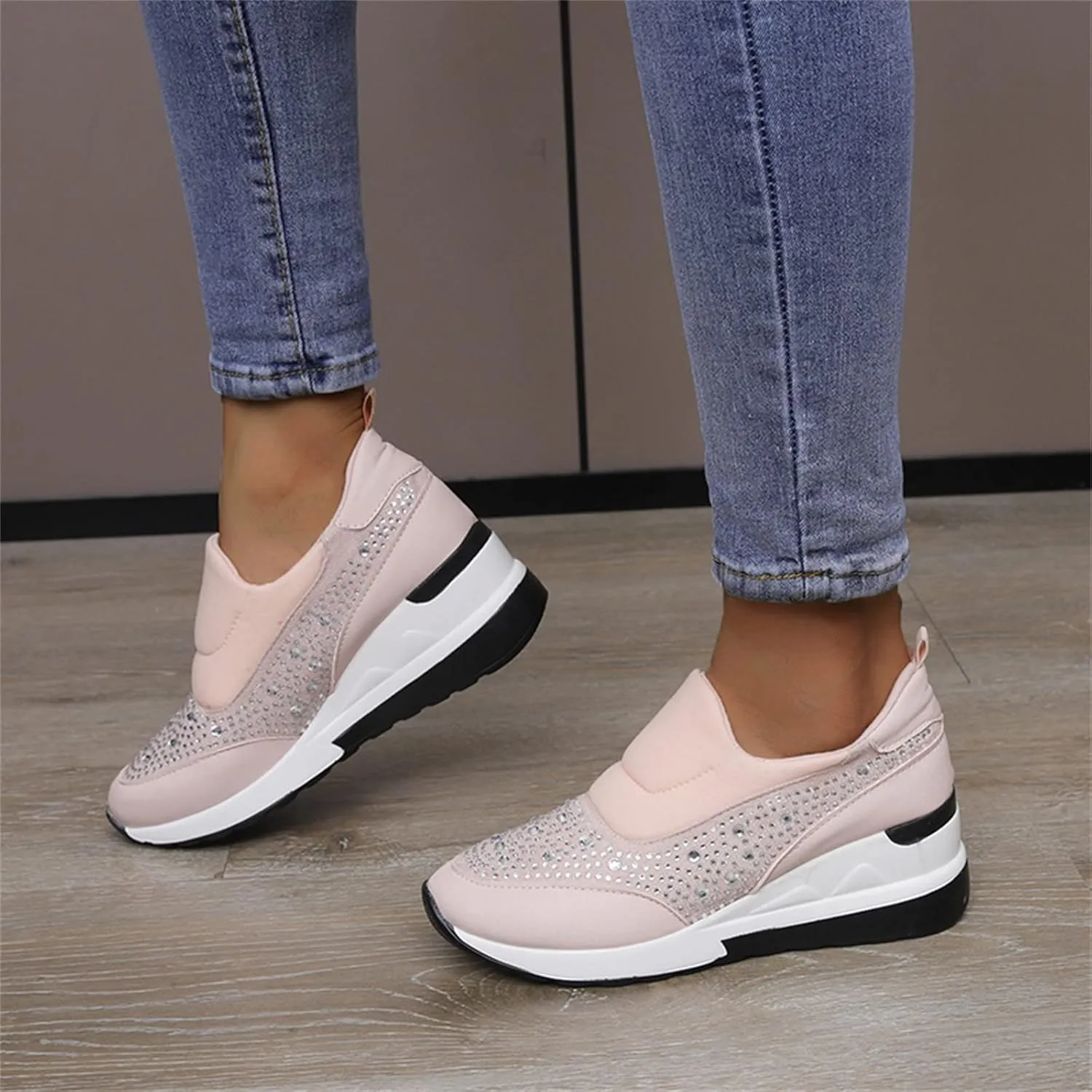 Men's Mesh Sneakers Slip On Sneakers Men White Tennis Shoes Women Wide Toe Box Trendy Casual Black Loafers Women Platform Women's Fashion Sneakers Wide Width