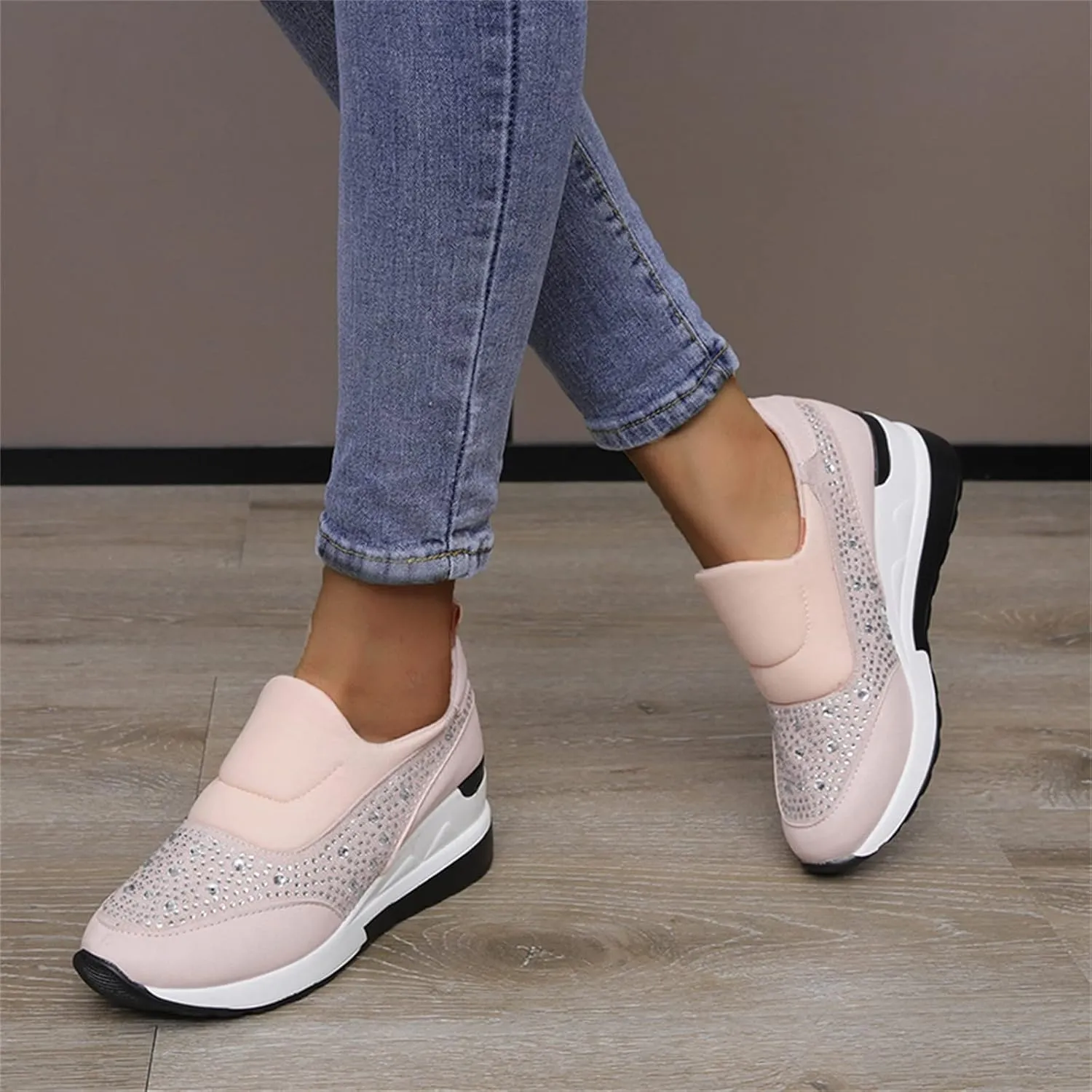 Men's Mesh Sneakers Slip On Sneakers Men White Tennis Shoes Women Wide Toe Box Trendy Casual Black Loafers Women Platform Women's Fashion Sneakers Wide Width