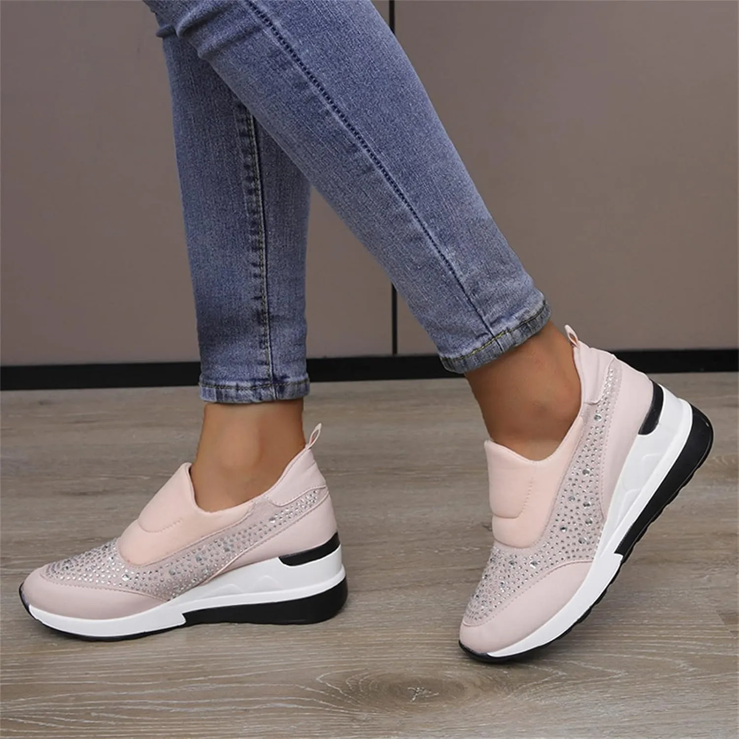 Men's Mesh Sneakers Slip On Sneakers Men White Tennis Shoes Women Wide Toe Box Trendy Casual Black Loafers Women Platform Women's Fashion Sneakers Wide Width