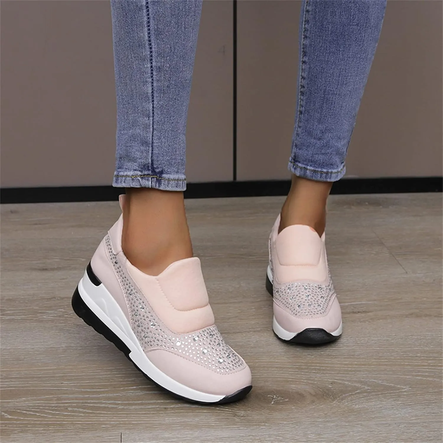 Men's Mesh Sneakers Slip On Sneakers Men White Tennis Shoes Women Wide Toe Box Trendy Casual Black Loafers Women Platform Women's Fashion Sneakers Wide Width
