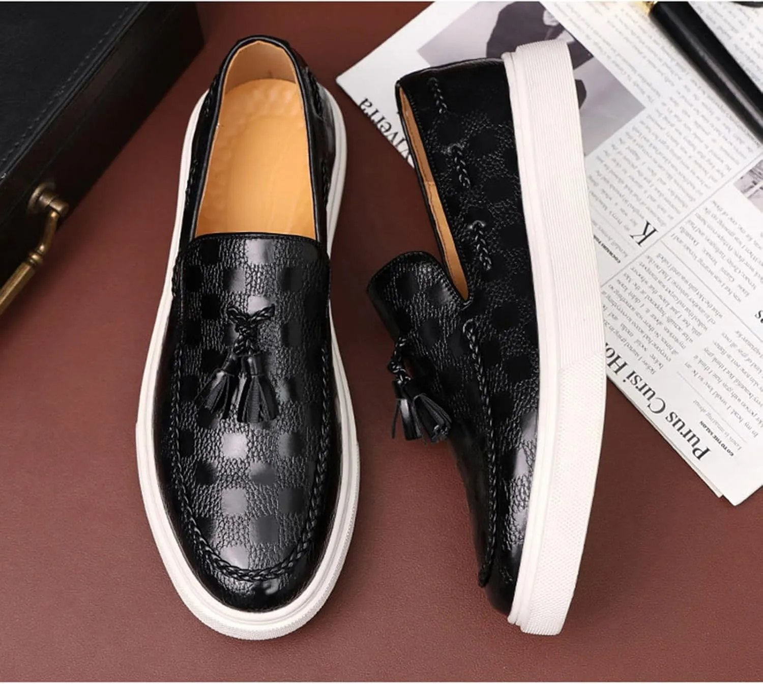 Mens Slip On Shoes Lightweight Slip On Fashion Sneakers Tassel Casual Slip On Shoes for Men