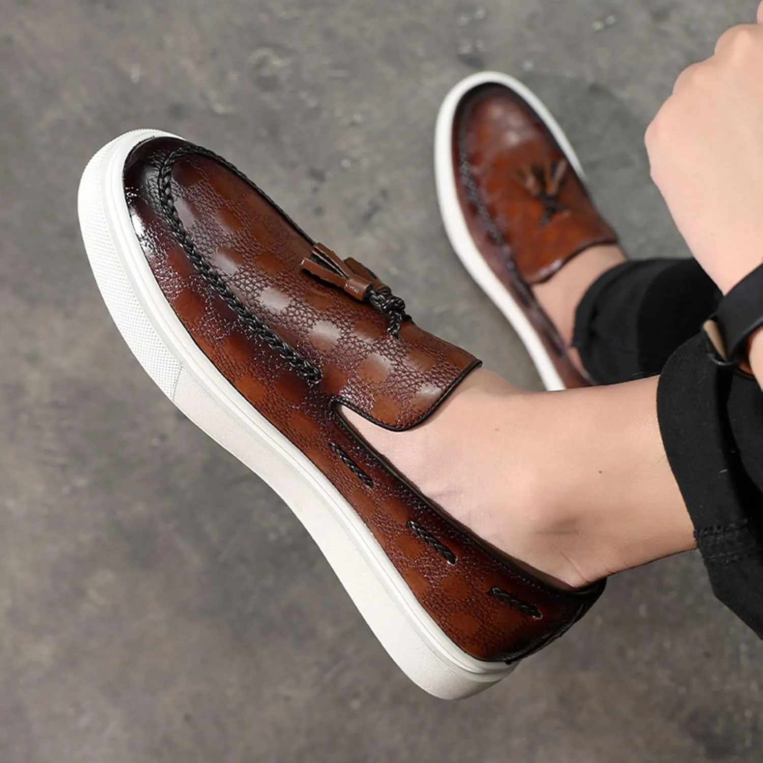 Mens Slip On Shoes Lightweight Slip On Fashion Sneakers Tassel Casual Slip On Shoes for Men