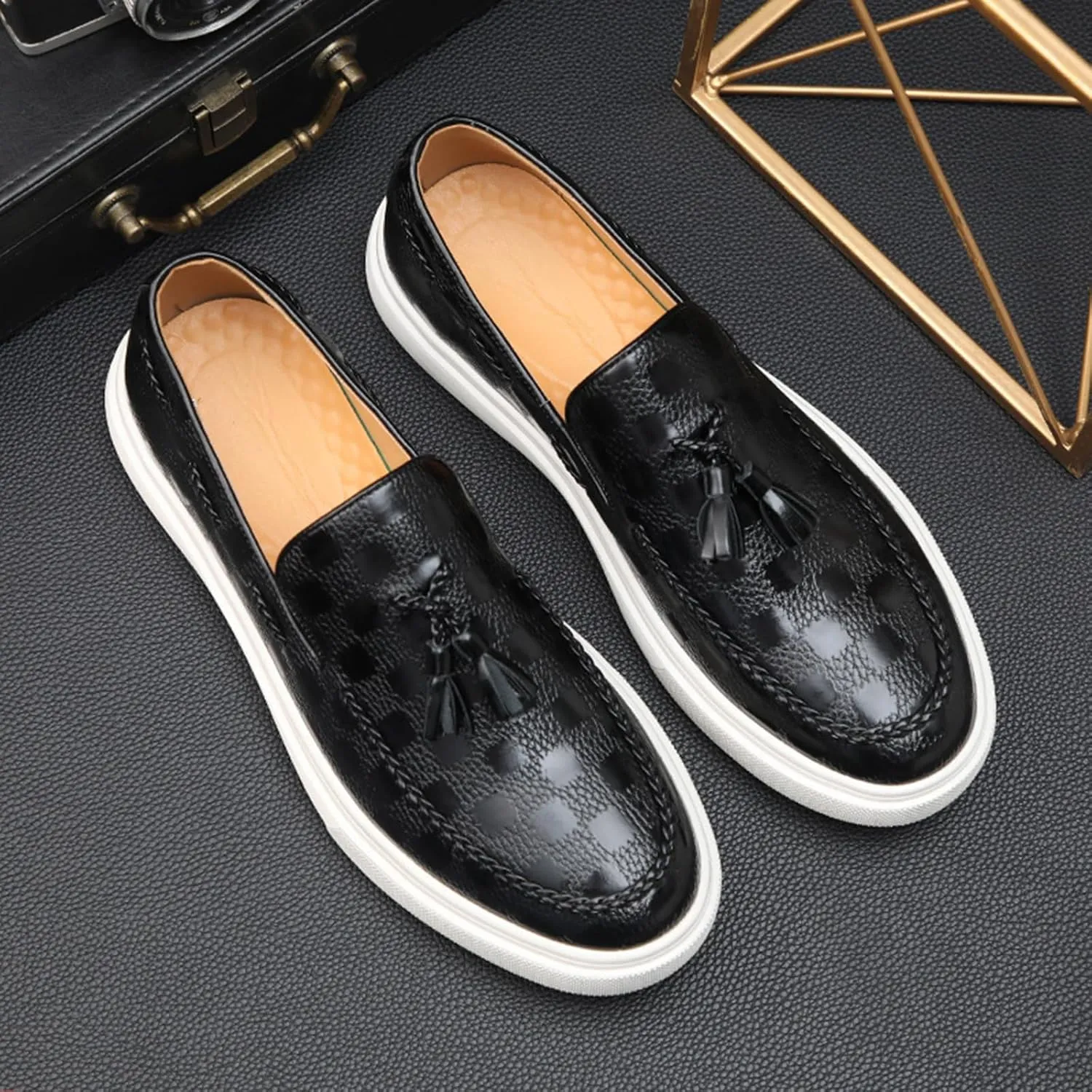 Mens Slip On Shoes Lightweight Slip On Fashion Sneakers Tassel Casual Slip On Shoes for Men
