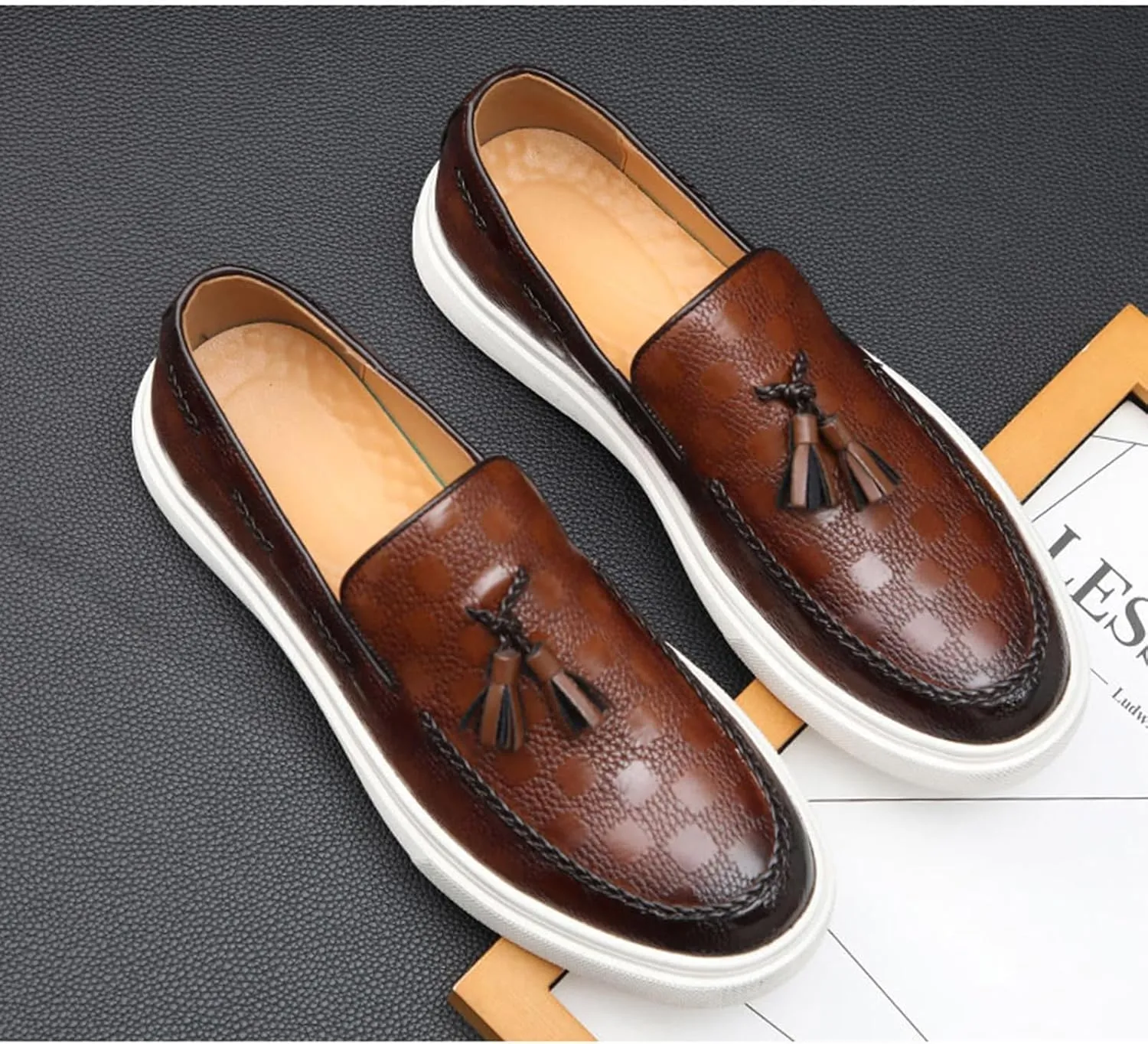Mens Slip On Shoes Lightweight Slip On Fashion Sneakers Tassel Casual Slip On Shoes for Men