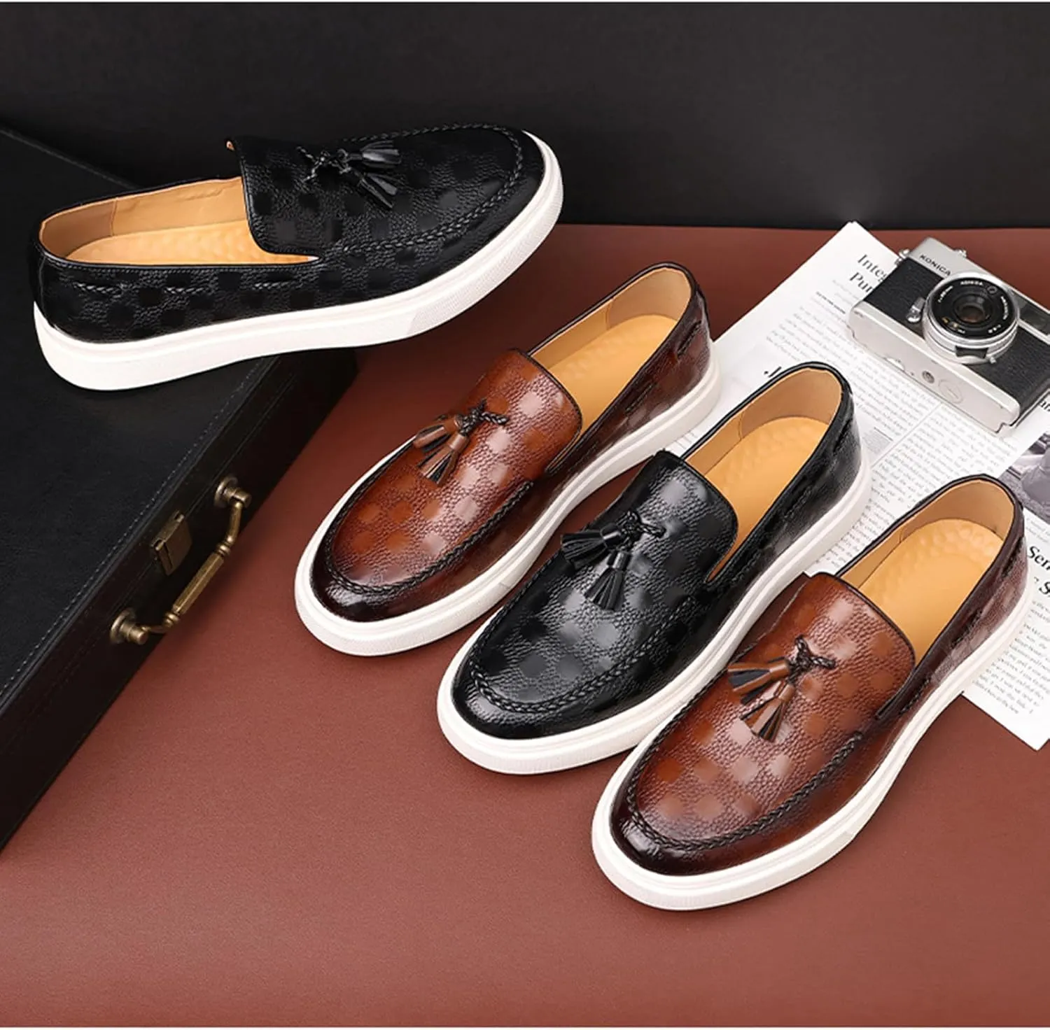 Mens Slip On Shoes Lightweight Slip On Fashion Sneakers Tassel Casual Slip On Shoes for Men