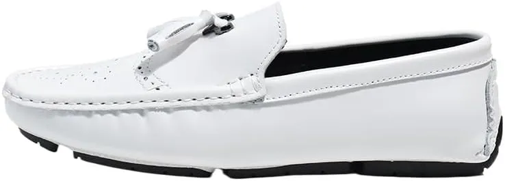 Men's Square Toe Brogue Loafers - Embossed Wingtips with Tassel, Slip-Resistant Driving Shoes, Flexible Flat Heel for Outdoor & Fashion