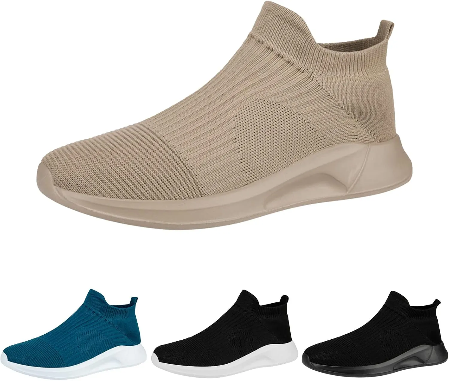 Mens Tennis Shoes Fashion Spring and Summer Men Sports Shoes Flat Bottom Lightweight Slip On Fly Woven Mesh Breathable