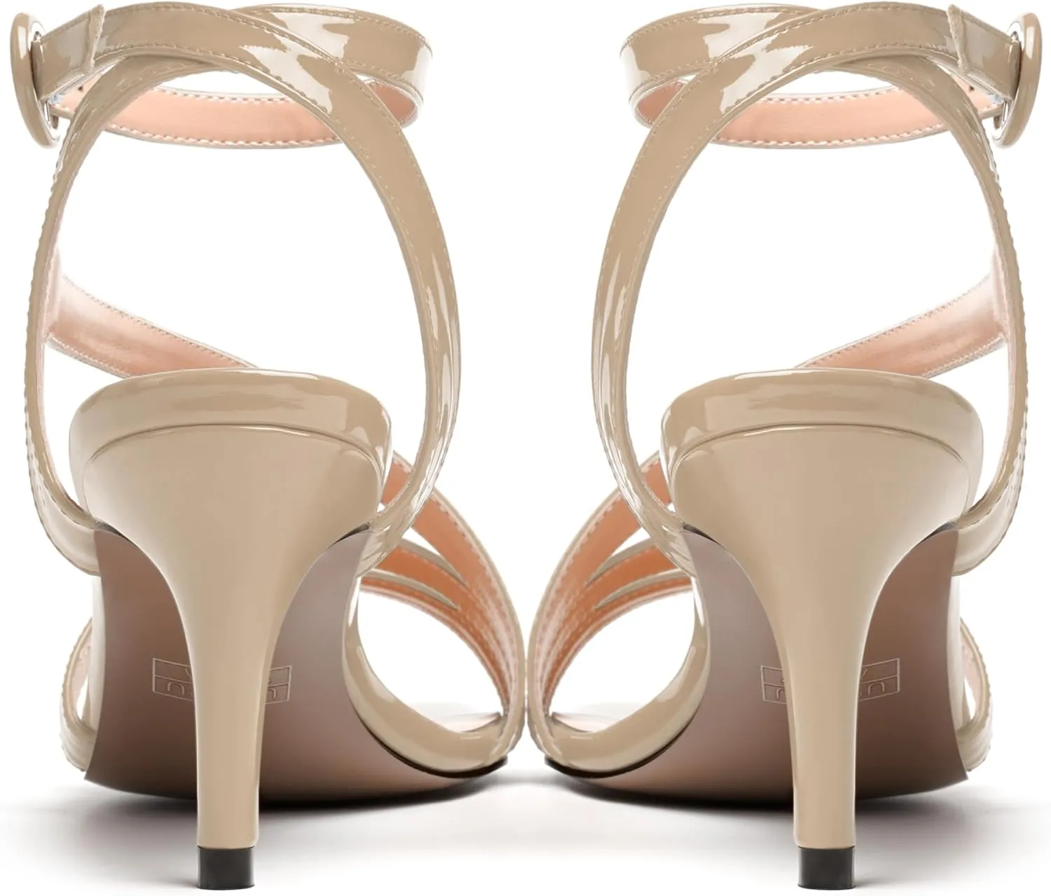 MERRORI Womens Casual Ankle Strap Patent Open Toe Buckle Office Stiletto Mid Heel Heeled Sandals 2.5 Inch