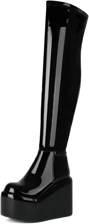 MRKEWUNEY Womens Over The Knee High Boots Wedge Platform Heel Knee High Boots