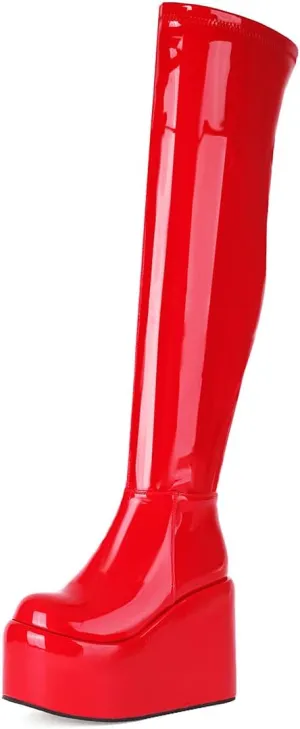 MRKEWUNEY Womens Over The Knee High Boots Wedge Platform Heel Knee High Boots