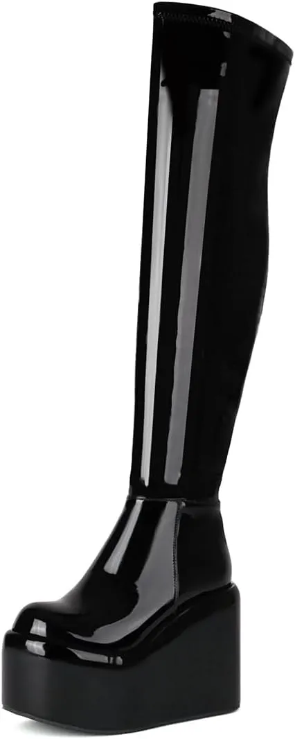 MRKEWUNEY Womens Over The Knee High Boots Wedge Platform Heel Knee High Boots